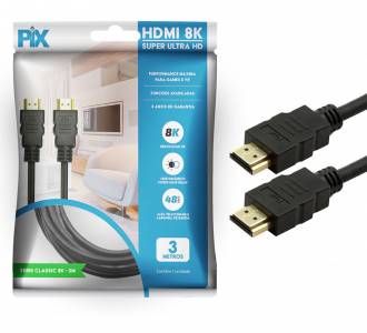 CABO HDMI  3,0MT V2.1 8K S/FILTRO PIX HDR 19P 30AWG 018-1030