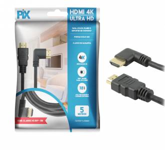 CABO HDMI  5,0MT V2.0 4K S/FILTRO PIX HDR 19P 30AWG 90 GRAUS 018-3325